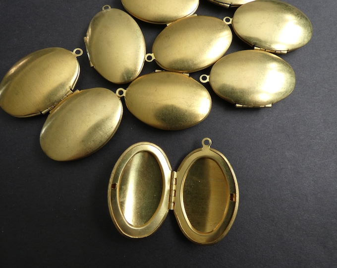 42mm Brass Locket Pendant, Golden Oval Pendant, Basic Locket, Custom Jewelry Making, DIY Basic Photo Locket Charms, Gold Charm