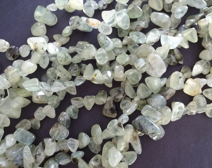 16 Inch 8-23mm Natural Prehnite Bead Strand, About 55-70 Beads, Natural Stone, Gemstone Pebble, Pale Green Stone, Drilled Prehnite Crystal