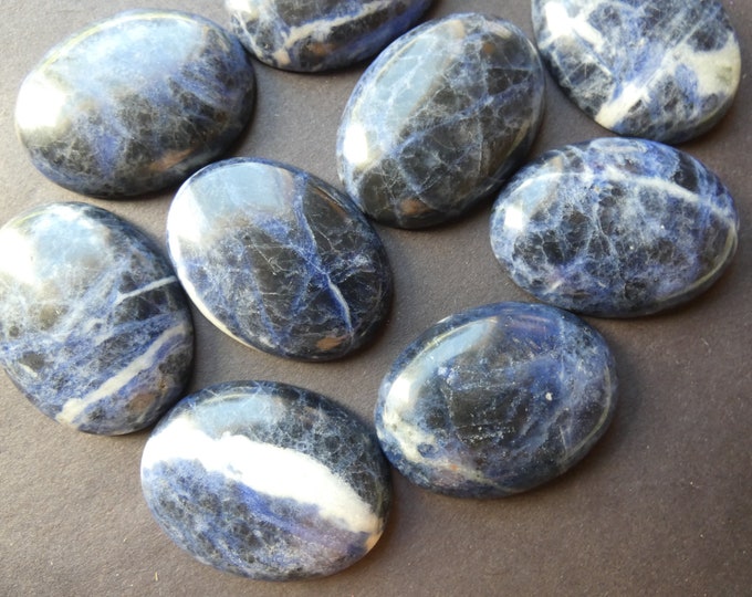 40x30mm Natural Sodalite Cabochon, Oval Cabochon, Polished Stone, Blue Stone Cabochon, Natural Gemstone, Spotted Stone Focal, Gems