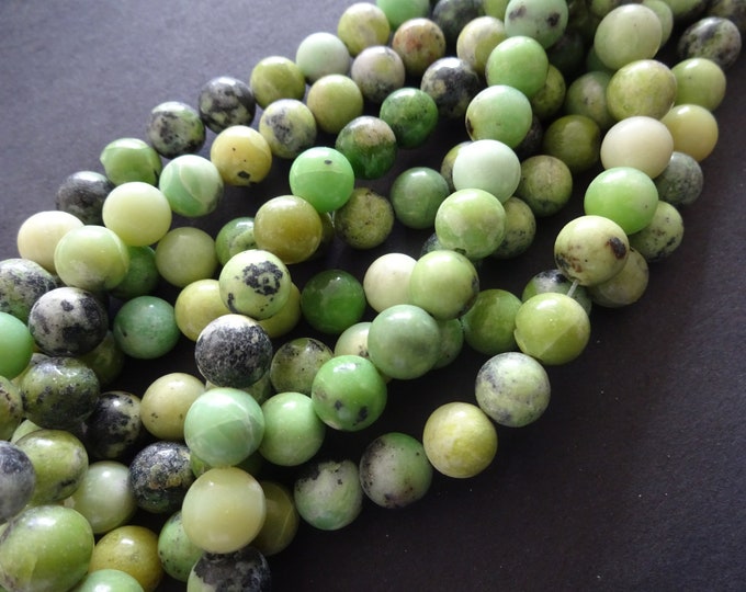 8mm Natural Serpentine Ball Bead Strand, 15 Inch Strand Of About 46 Beads, Round Bead, Precious Stone, Green Serpentine, 8mm Ball Bead