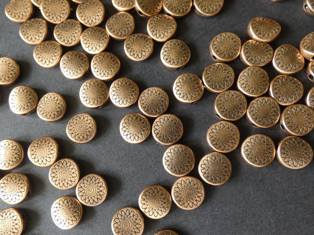 8.5MM Flat Round Tbet Style Red Copper Con Spacer Beads - Etsy
