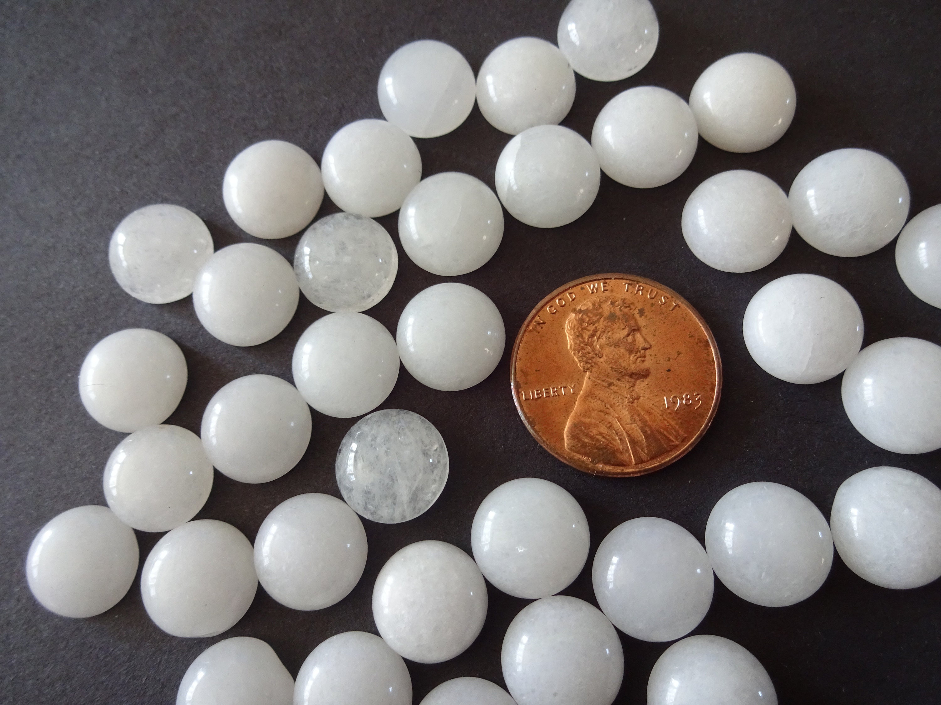 10mm Natural White Jade Gemstone Cabochon, Round Cabochon, Half Dome