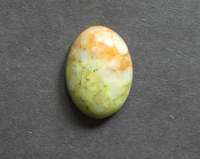 30x22x7.5mm Natural Calcite Cabochon, Gemstone Cabochon, Green and Orange, Dyed, One of a Kind, Only One Available, Multicolor Calcite Stone