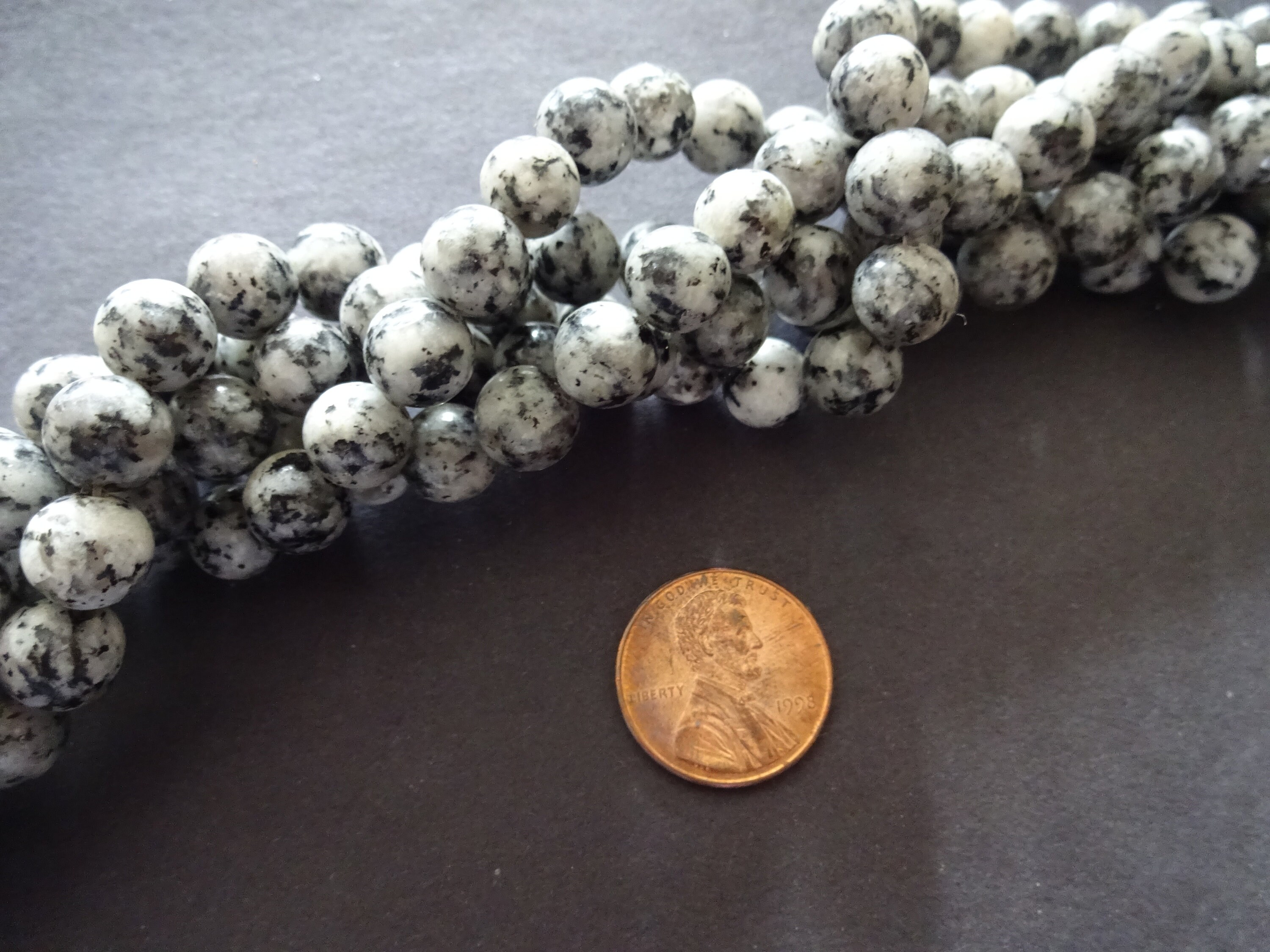 8mm Natural Sesame Jasper Ball Beads, 15.5 Inch Strand Of About 47