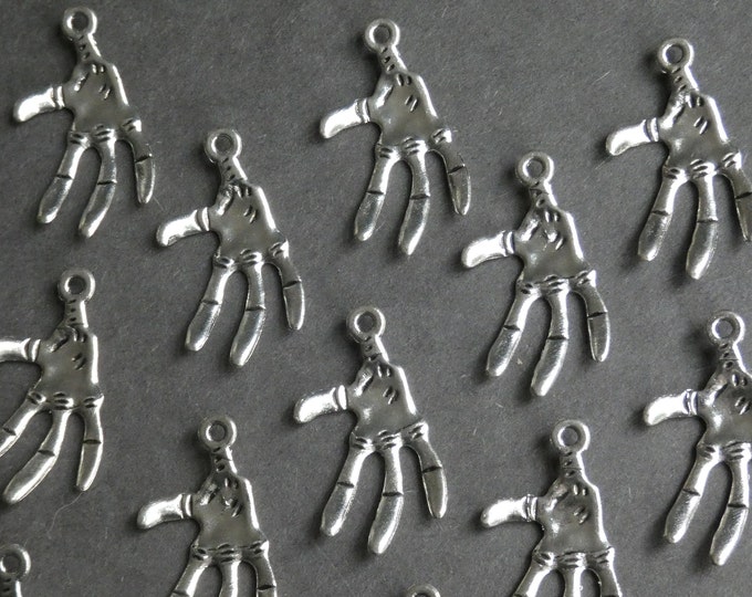 20 PACK of 32mm Skeleton Hand Pendant, Tibetan Style Metal Pendant, Metal Hand Pendant, Silver Skeleton Pendant, Silver Metal Pendant