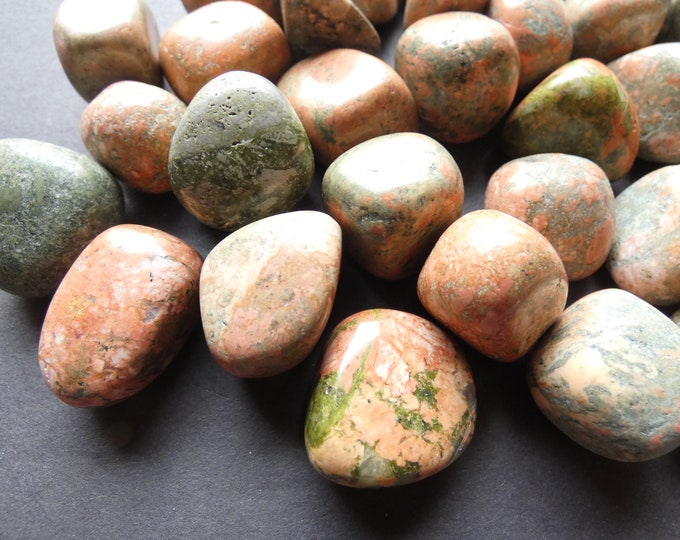 5 Pack Natural Unakite Stones, 20-33mm, Undrilled, Polished, No Holes, Lot Of Nuggets, Unakite Nuggets, Unakite Decorative Gem Crystals