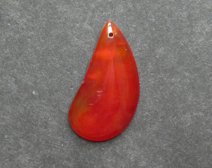 48x24mm Natural Agate Pendant, Gemstone Pendant, Large Teardrop, Orange, Dyed, One of a Kind, Only One Available, Unique Agate Pendant