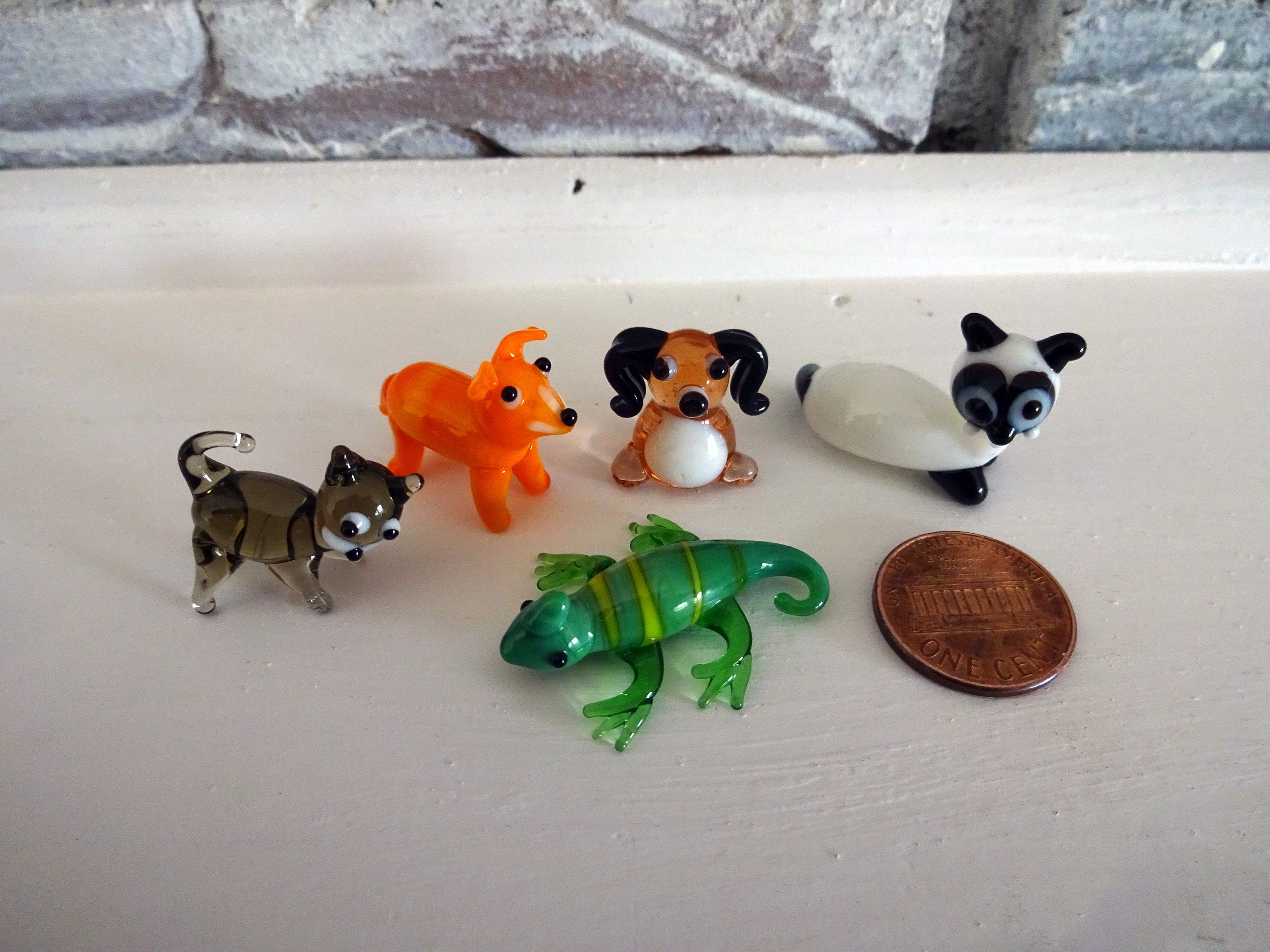 Glass Collectible Animal Set, 1635mm Mini Lampwork Glass Pet Animals
