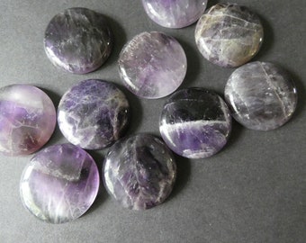 30mm Natural Amethyst Gemstone Cabochon, Dome Cabochon, Round Polished Gem, Gemstone Cabochon, Natural Gemstone, Purple Amethyst