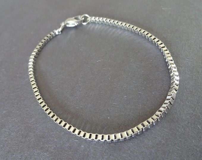 Stainless Steel Venetian Chain Bracelet With Clasp, Silver Chain, 7 1/2 Inch, Minimalist, Add Your Own Charms, Ready To Wear, Link Bracelet