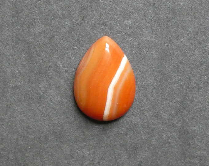 25x18mm Natural Striped Agate Cabochon, Teardrop, Orange, Dyed, Gemstone Cabochon, One of a Kind, Banded Agate Cabochon, Unique Agate Cab