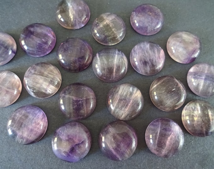 16x5mm Natural Fluorite Gemstone Cabochon, Round Cabochon, Polished Gem, Polished, Purple Fluorite Crystal Gemstone, Half Dome Cab