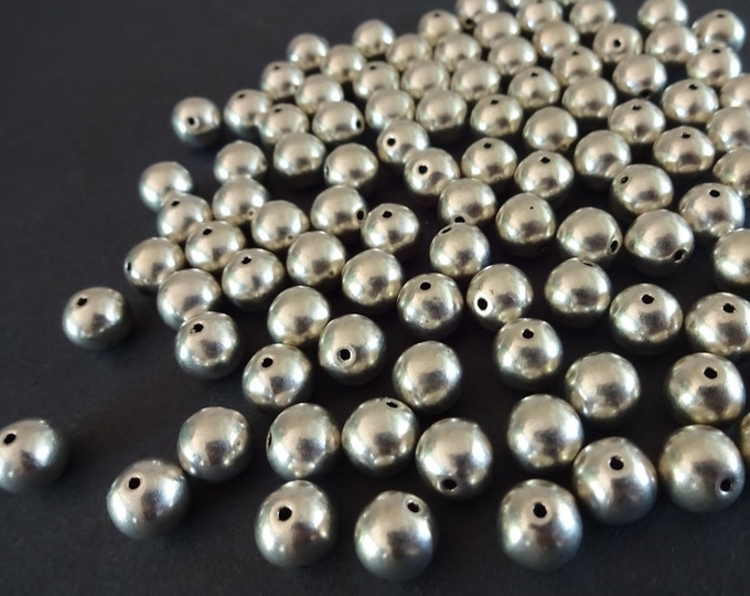 100 PACK of 8mm Alloy Metal Ball Bead, Antiqued Shiny Silver, Lightweight Metal Bead, Simple Round Silver Spacer, Classic 8mm Ball Bead