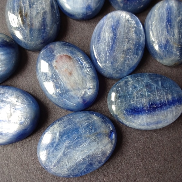 20x15mm Natürlicher Kyanit Cabochon, ovaler Cabochon, polierter Stein, blauer Cabochon, Naturstein, tiefblau, silbriger Effekt, Edelsteinschmuck