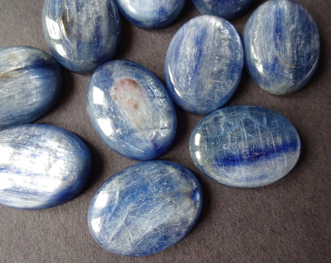 20x15mm Natural Kyanite Cabochon, Oval Cabochon, Polished Stone, Blue Cabochon, Natural Stone, Deep Blue, Silvery Effect, Gemstone Jewelry