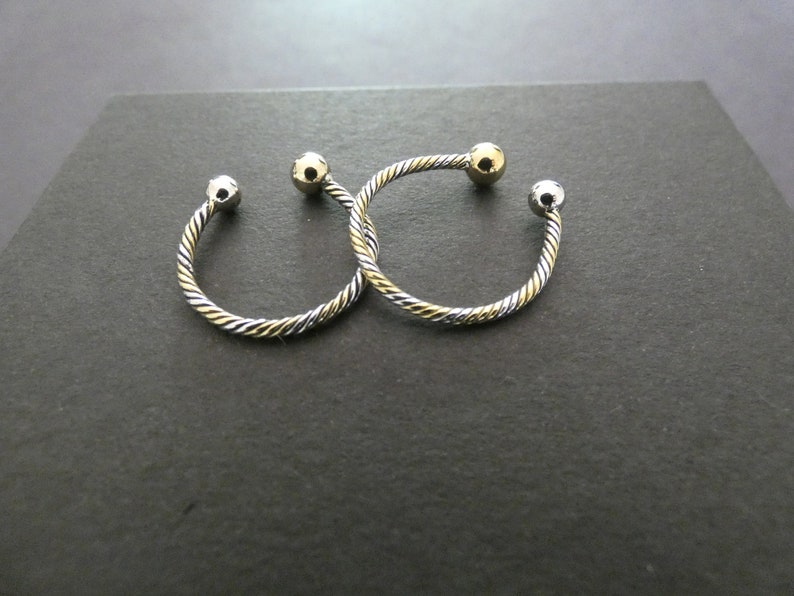 Adjustable Silver Band Jewelry For Her Two Tone Thai Sterling Silver Ring Silver and Gold Colors Twisted Pattern Link Cuff Ring