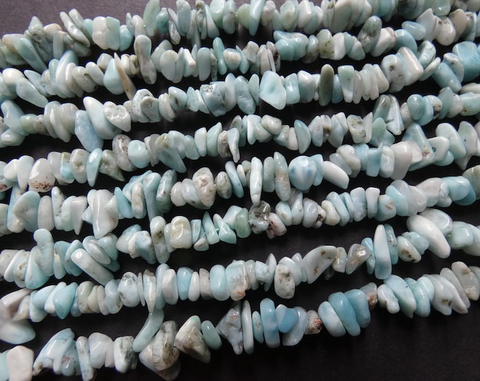 15 Inch 5-14mm Strand Natural Larimar Bead Strand, About 150 Nugget Beads, Larimar Chips, Turquoise Color, Teal Blue, Rare Caribbean Stone