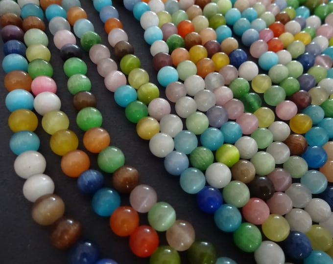 14 Inch Strand Of 6mm Cat Eye Ball Beads, About 67 Beads, Mixed Color Spacer Bead, Cateye Beads, 1mm Hole, LIMITED SUPPLY, Hot Deal!