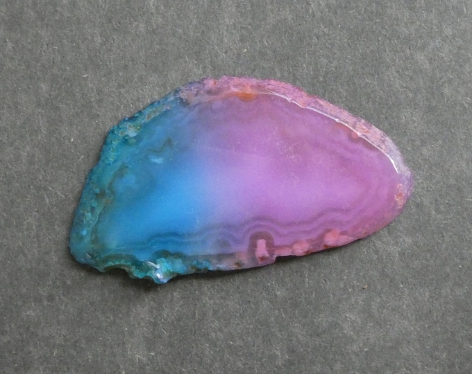 71x39mm Natural Agate Slice Cabochon, Gemstone Cabochon, Dyed, Two Tone Agate Slice, One of a Kind, Only One Available, Unique Agate Nugget