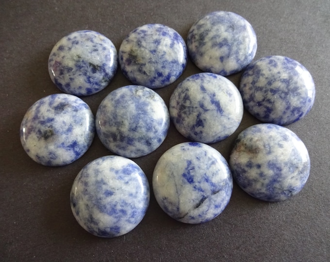 25mm Natural Blue Spot Stone Cabochon, Oval Cabochon, Polished Stone, Blue Stone Cabochon, Natural Gemstone, Spotted Stone Focal, Gems