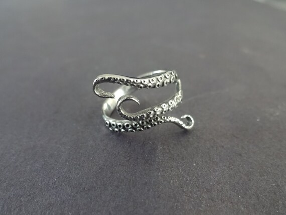 2 Anillos De Tentáculo De Pulpo Estilo Gótico/punk - Ajustables, Metal, Diseño Abierto, Para Hombres Y Mujeres