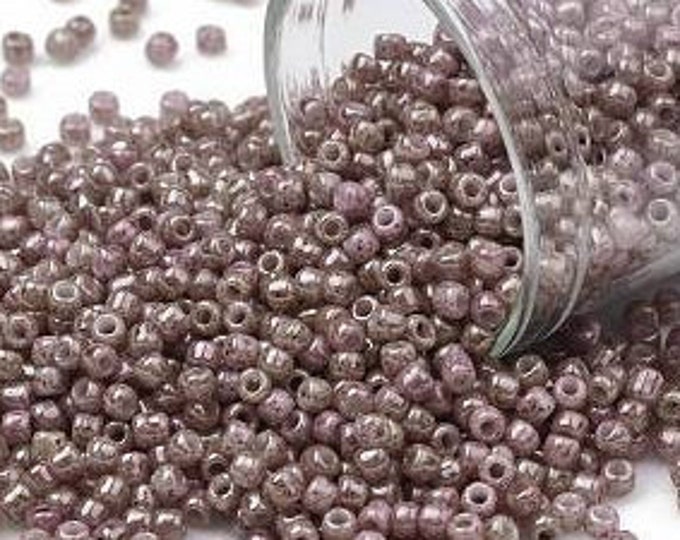 11/0 Toho Seed Beads, Opaque Beige Pink Marbled (1201), 10 grams, About 1110 Round Seed Beads, 2.2mm w/ .8mm Hole, Opaque Finish