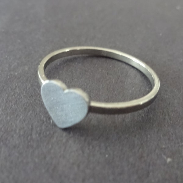 Stainless Steel Heart Ring, Silver Color, Cute Valentine's Day Ring, Handcrafted Steel Band, Perfect Gift For Couples, Promise Ring