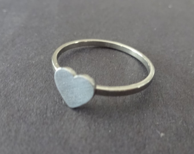 Stainless Steel Heart Ring, Silver Color, Cute Valentine's Day Ring, Handcrafted Steel Band, Perfect Gift For Couples, Promise Ring