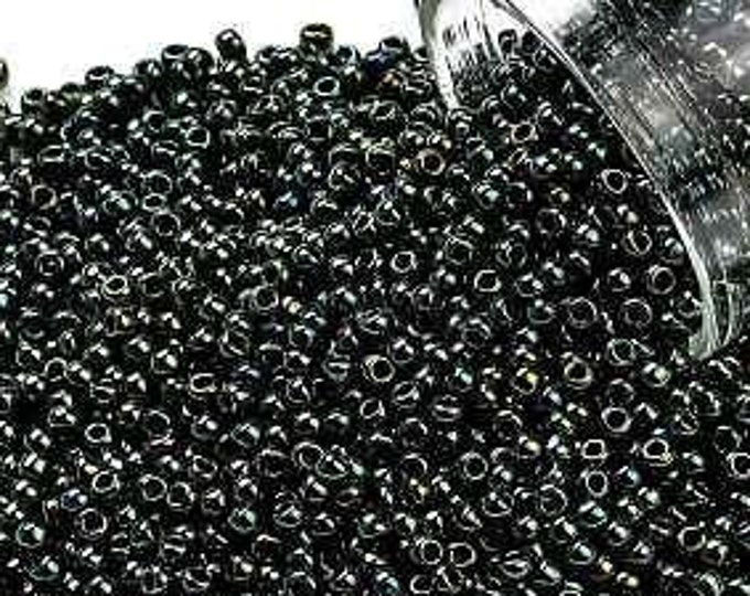 15/0 Toho Seed Beads, Metallic Iris Green Brown (84), 10 grams, About 3000 Round Seed Beads, 1.5mm w/ .7mm Hole, Metallic Finish