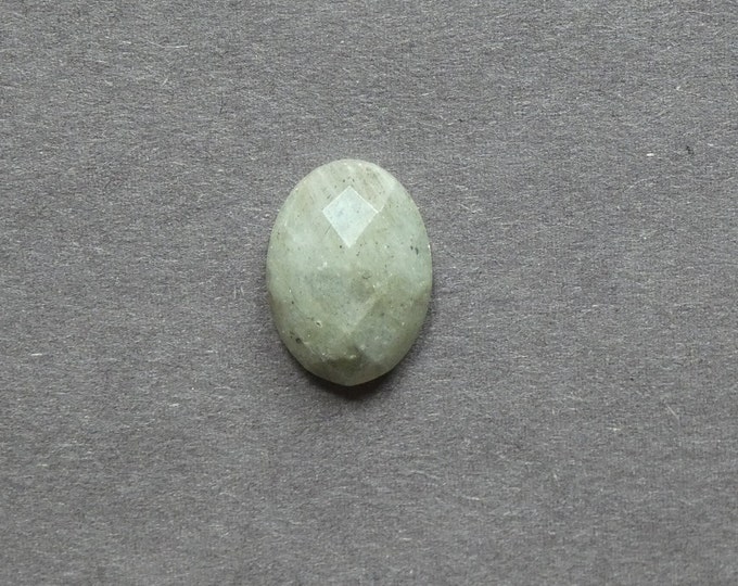 18x13x6mm Natural Labradorite Cabochon, Faceted Cab, Oval, One of a Kind, Gemstone Cabochon, Unique Labradorite Stone, Only One Available