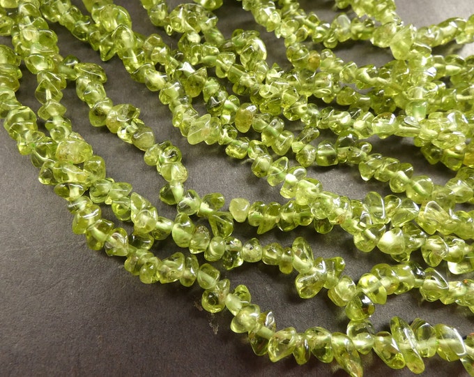 15-16 Inch 5-14mm Natural Olive Quartz Bead Strand, About 150 Beads, Shiny Natural Stone, Green Quartz Crystal, Polished Gem, Quartz Chips