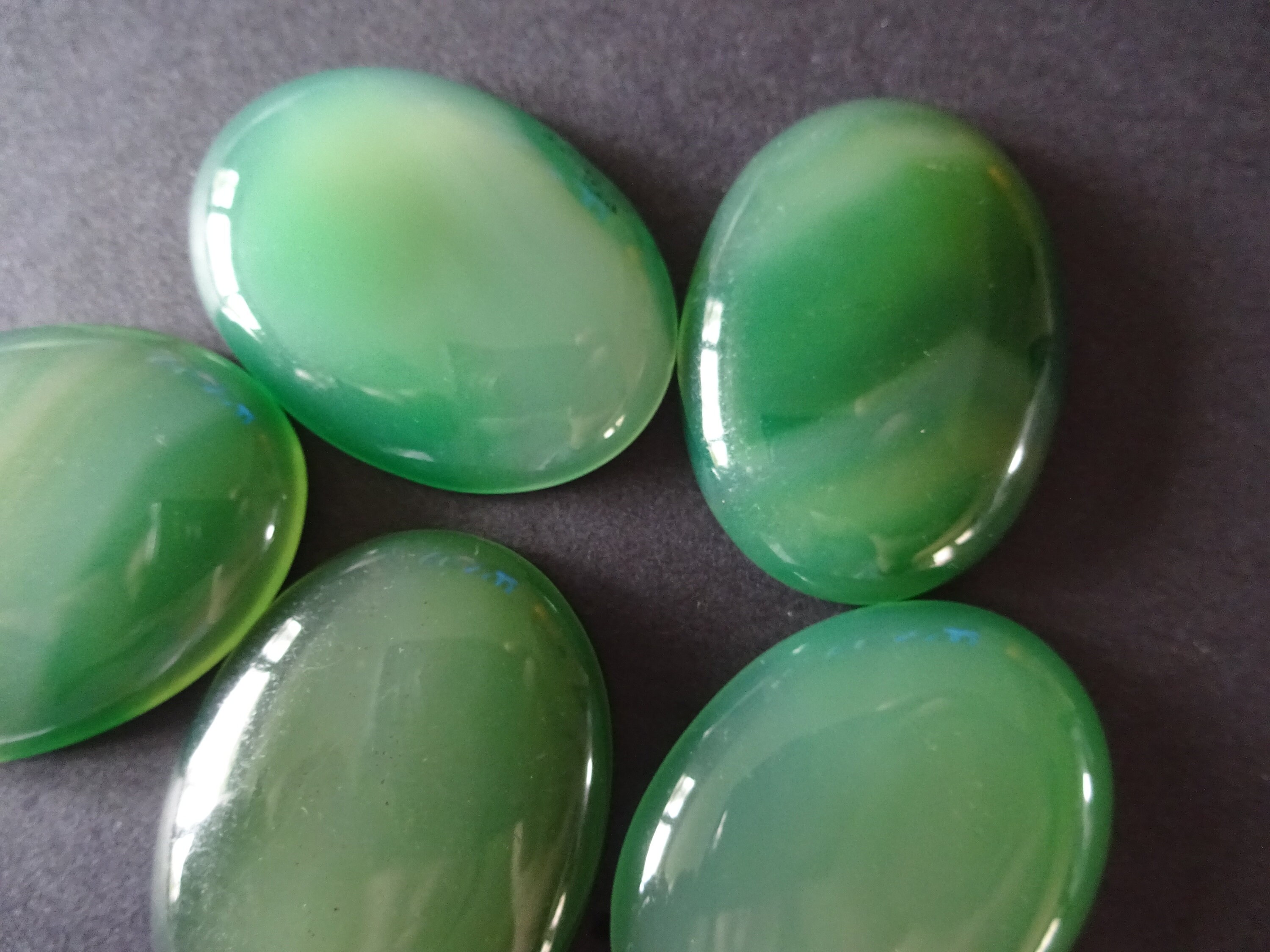 40x30mm Natural Green Agate Gemstone Cabochon, Basic Oval Cabochon