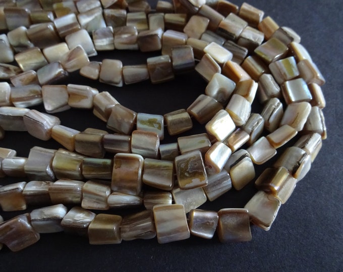 15-16mm Natural Mother Of Pearl Shell Bead Strand, Taupe Color, Shell Chips, Drilled Seashell, Beach Jewelry Making, About 48 Per Strand