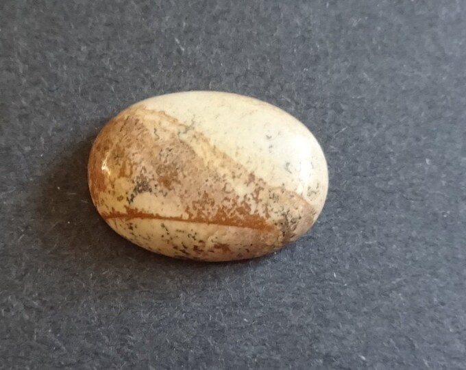 25x18mm Natural Picture Jasper Cabochon, Large Oval, Brown & Beige, One Of A Kind, As Seen In Image, Only One Available, Picture Jasper Cab