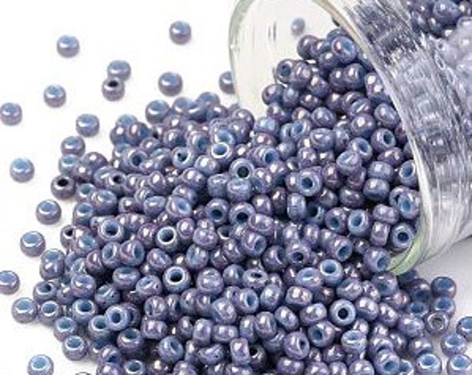 11/0 Toho Seed Beads, Opaque Light Blue Amethyst Marbled (1204), 10 grams, About 1110 Round Seed Beads, 2.2mm w/ .8mm Hole, Opaque Finish