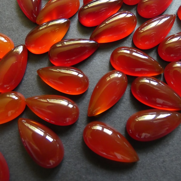 19.5x10mm Natural Carnelian Cabochon, Teardrop Gemstone Cabochon, Polished Gem, Red-Orange Color, Orange Carnelian Cab, Undrilled Gemstone