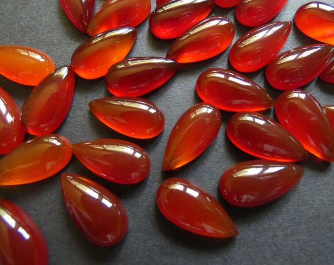 19.5x10mm Natural Carnelian Cabochon, Teardrop Gemstone Cabochon, Polished Gem, Red-Orange Color, Orange Carnelian Cab, Undrilled Gemstone