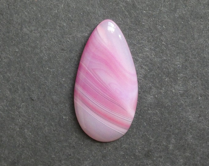 49x24mm Natural Striped Agate Cabochon, Large Teardrop, Pink, One of a Kind, Gemstone Cabochon, Only One Available, Banded Agate Cabochon