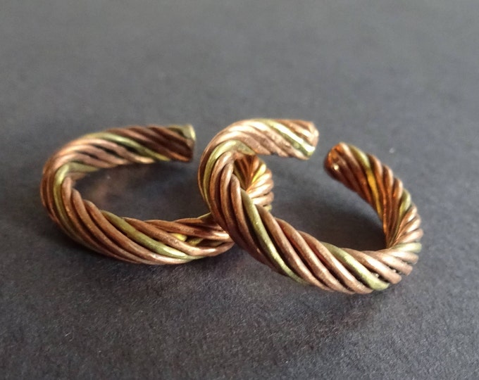 Twisted Copper Ring, Brass and Copper, Adjustable Ring, Spiral Multicolor Ring, Copper Band, Metal Band, Twist Ring, Ring Gift, Ring For Him