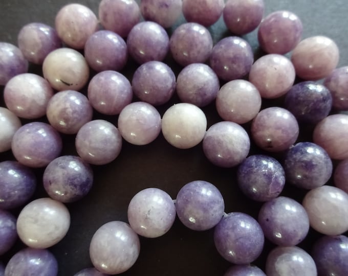 8mm Natural Lepidolite Ball Beads, About 48 Beads Per 15 Inch Strand, Deep Purple Gemstone Beads, Natural Stone, Round Lepidolite Beads