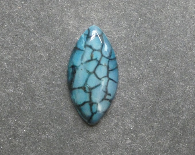 39x20mm Natural Dragon Veins Agate Cabochon, Large Horse Eye, Blue, Dyed, One of a Kind, As Seen in Image, Gemstone Cabochon, Unique Agate