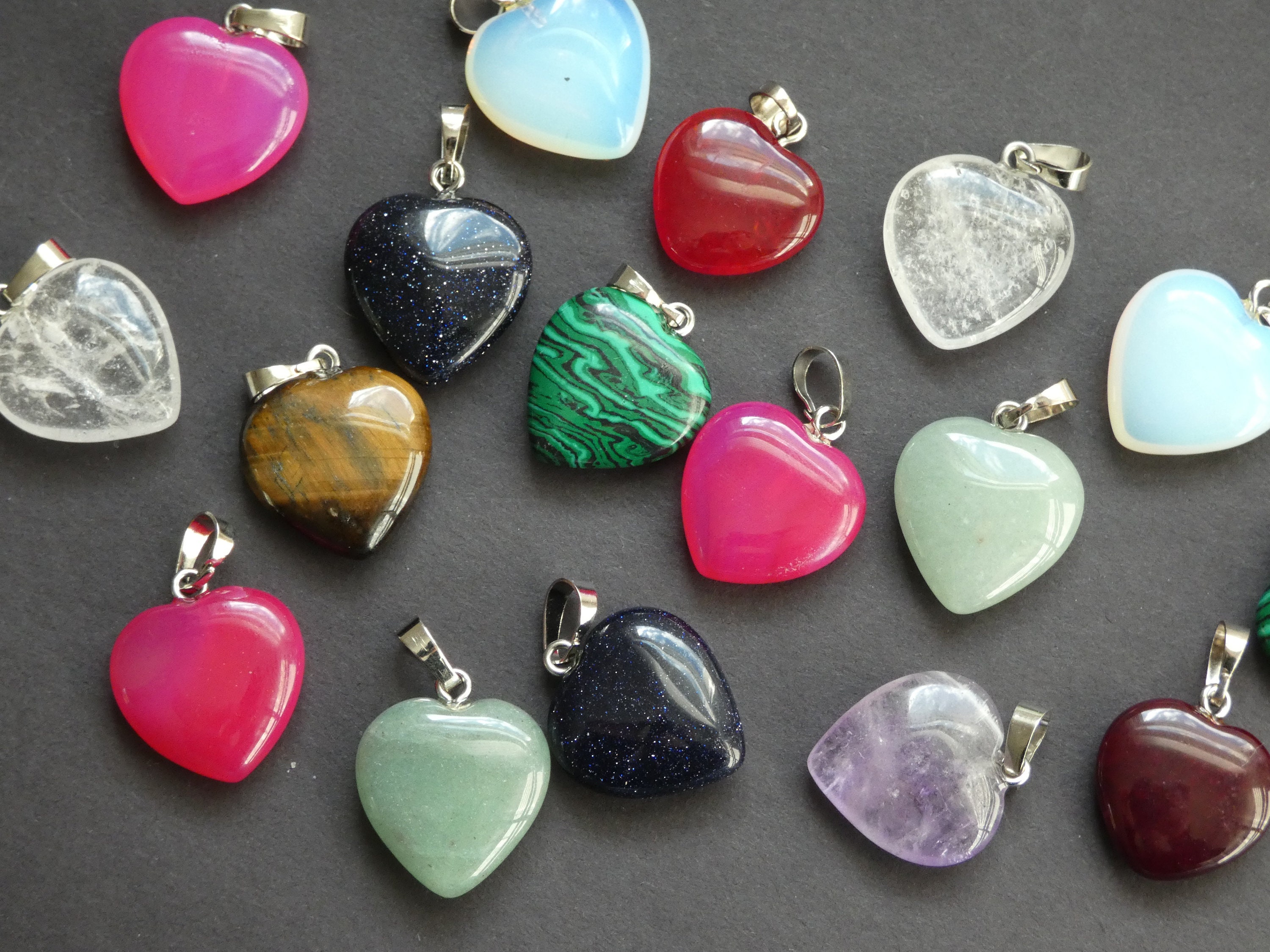 Gemstone Heart Shaped Charm Pendant – www.