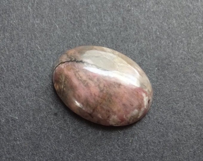 30x22 Natural Rhodonite Cabochon, Black & Pink, One 0f A Kind, Unique, As Seen In Image, Only One Available, Rhodonite Oval Stone Cab