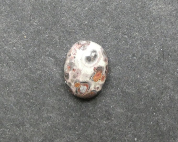 15.5x12mm Natural Leopardskin Jasper Cabochon, Beige and Brown, Small Oval, One of a Kind, Only One Available, Unique Gemstone Cabochon