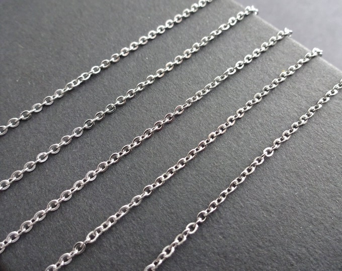 10 Meters 304 Stainless Steel Rolo Chain, Soldered, 2x1.5x0.4mm Chain Bulk Lot, Silver Color, Spool Of Basic Necklace Cable Chain