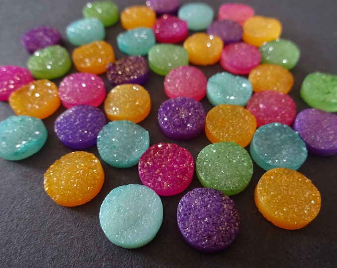 Pack of 10x3mm Dyed Natural Druzy Agate Cabochon, Round Cabochon, Mixed Colors, Mixed Lot, Sparkly Stone, Agate Gemstone, Agate Druzy