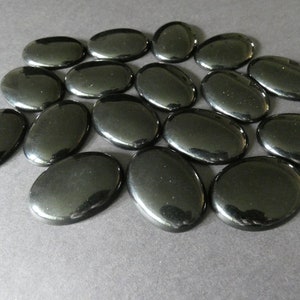 40x30mm Natural Black Stone Cabochon, Oval Cabochon, Polished Gem, Natural Stone, Extra Large Gemstone Focal, Classic Solid Black Color