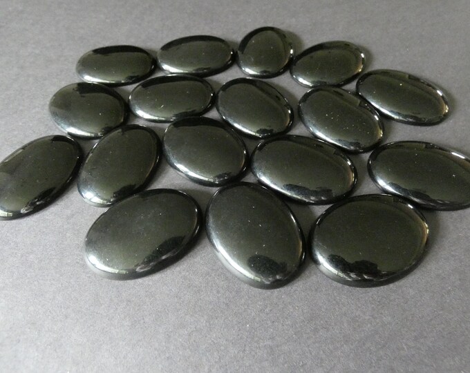 40x30mm Natural Black Stone Cabochon, Oval Cabochon, Polished Gem, Natural Stone, Extra Large Gemstone Focal, Classic Solid Black Color