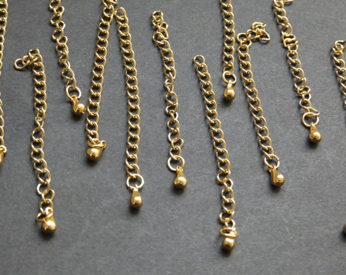 50mm Stainless Steel Extender Chains, Gold Color, Twist Extendar Chain, Metal Extender Chain, Necklace Extender Chain, Link Chain, Steel End