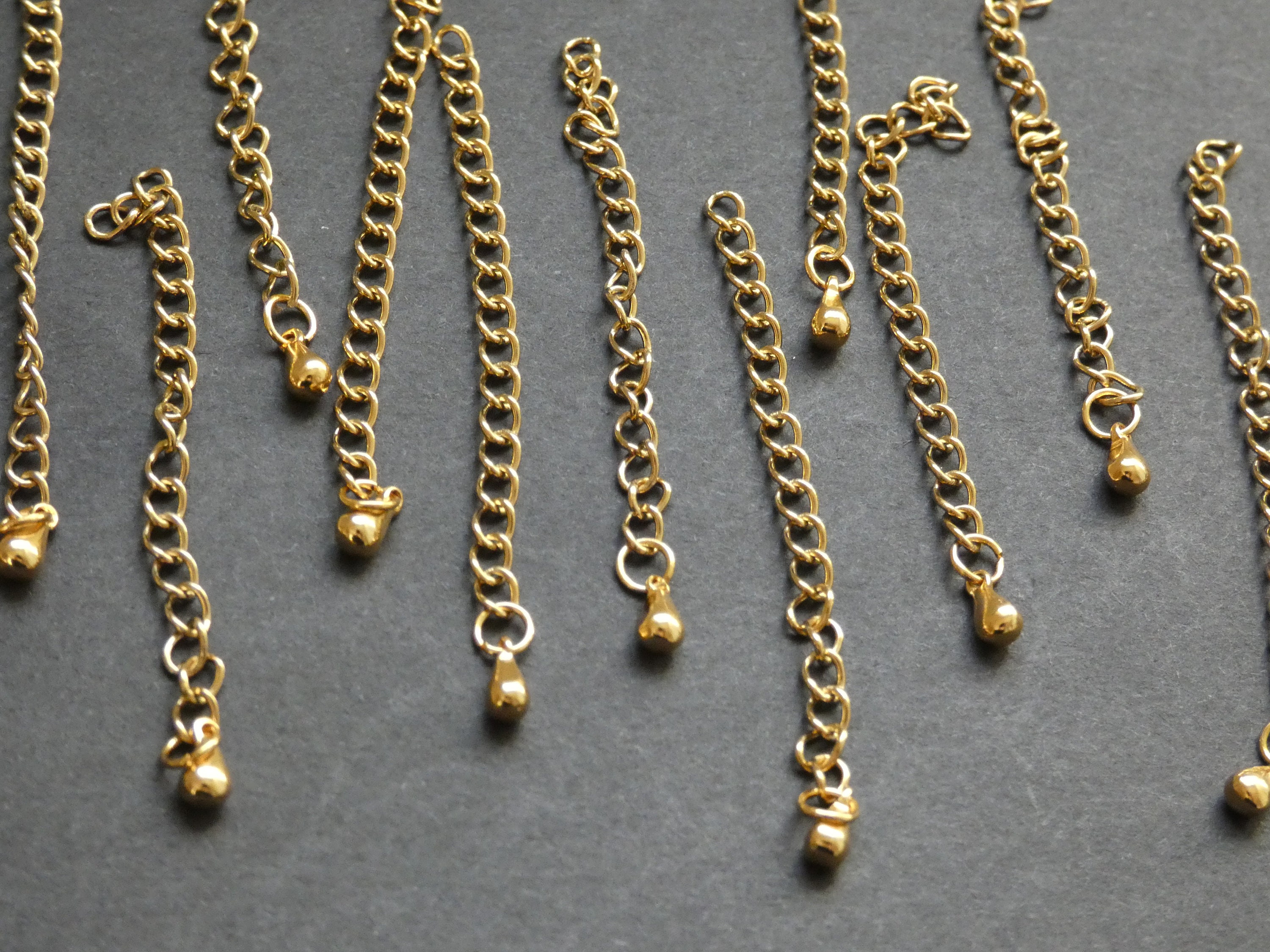 50mm Stainless Steel Extender Chains, Gold Color, Twist Extendar Chain